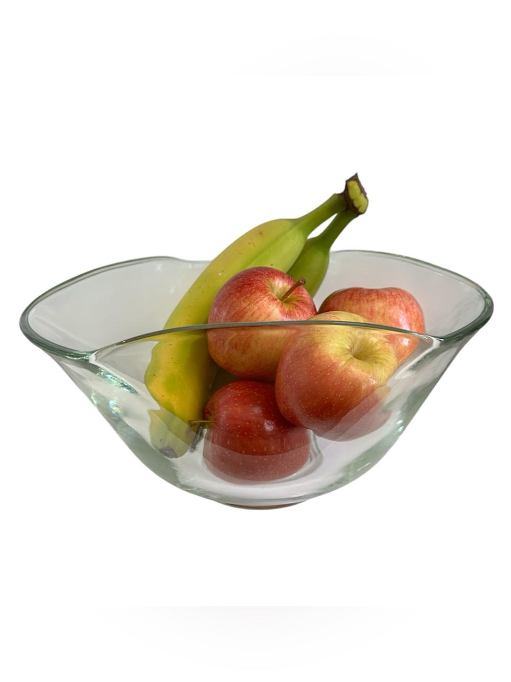 Vintage Clear Art Glass Freeform Wavy Bowl 10” Modernist Centerpiece